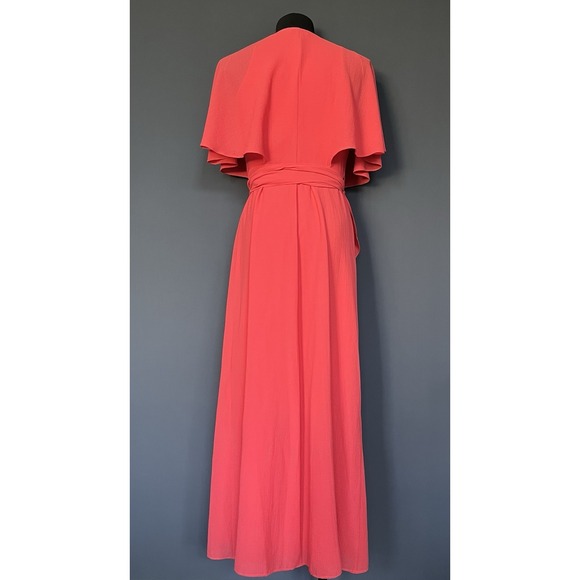 Heritage H Halston Coral Ruffle Wrap Maxi Dress‎ Women Medium Elegant - Picture 2 of 9